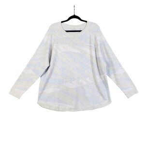 Kinross Cashmere Womens Raglan Sweater Size XL Cashmere Blend Crew Neck Blue